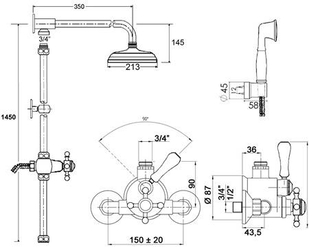 rvb Настенная душевая стойка из латуни с душевой лейкой 1920-1921 1921.--.77 - Вид №2