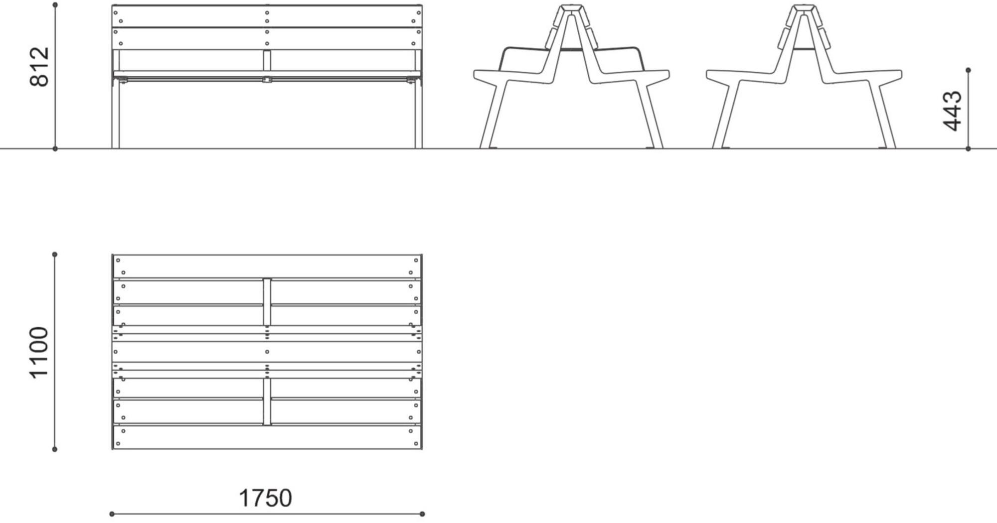 City Design Скамья из стали и дерева со спинкой Noale Noala doppia - Вид №2