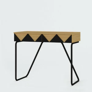 Стол рабочий письменный на металлических ножках черный Woo Desk WOODI  00-3966080 Беленый дуб;бежевый;черный