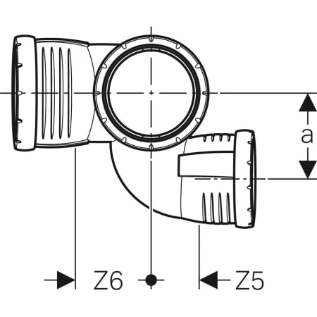 GEBERIT 393.564.14.1 Крестовина Geberit Silent-Pro, левая со смещенным впуском и дополнительным отводом 87,5°  - Вид №2