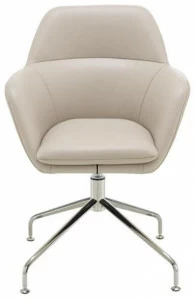 Ligne Roset Вращающееся кожаное кресло на 4-х спицах с подлокотниками Amédée 10261716