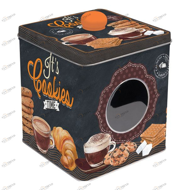 Банка металлическая для конфет 14,5 см коричневая Easy Life EASY LIFE ВРЕМЯ КОФЕ 00-3946437 Коричневый 