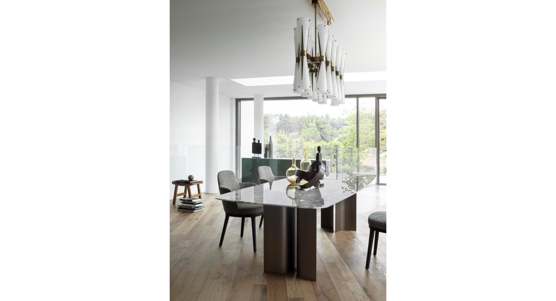 Прямоугольный стол из реконструированного мрамора и металлического основания Lema GULLWING ARCH-00129261 - Вид №4