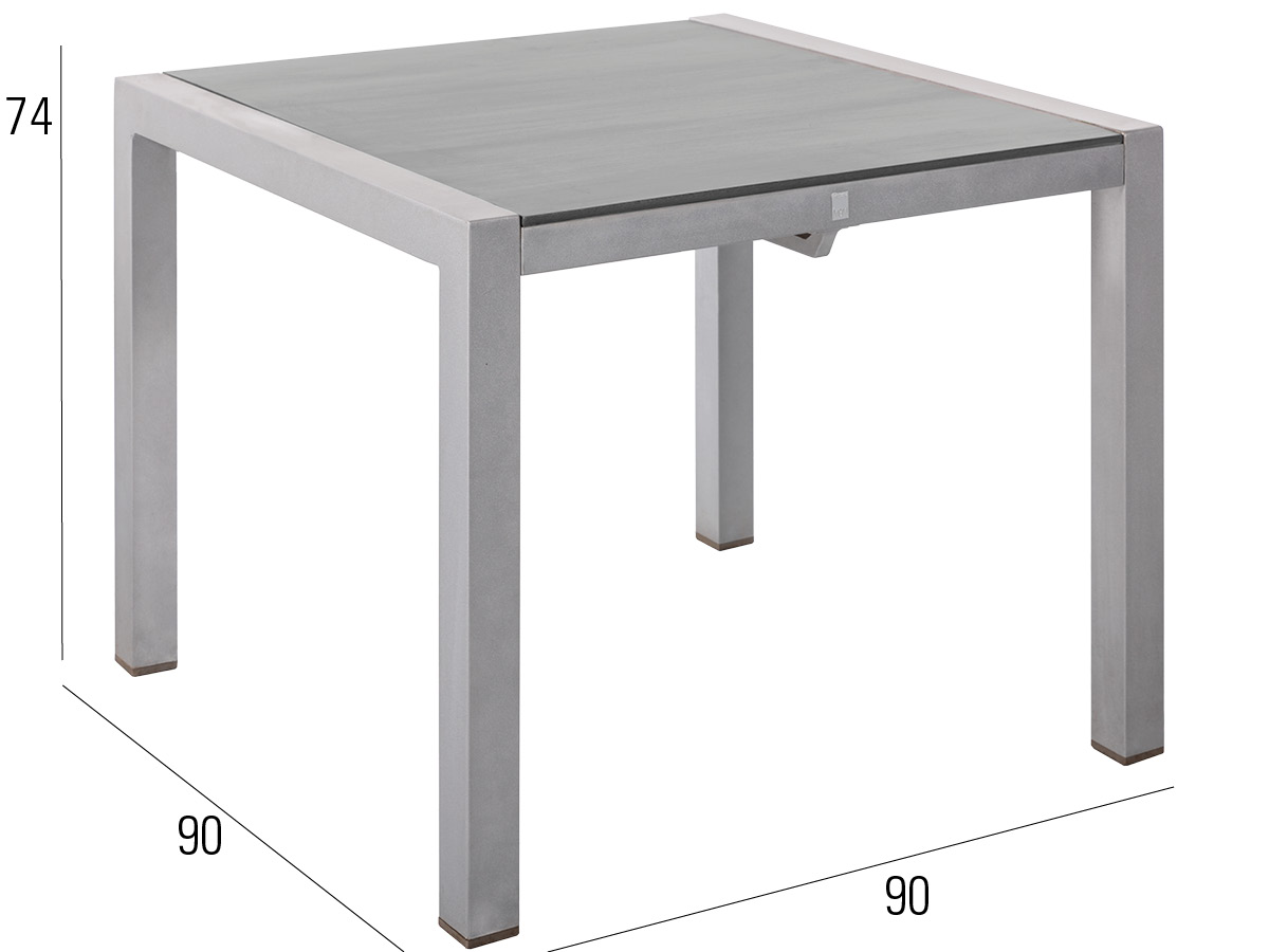 60.00.0351 Стол Kennedy алюминий серебристый / столешница серый камень 90 x 90 Mbm  - Вид №2