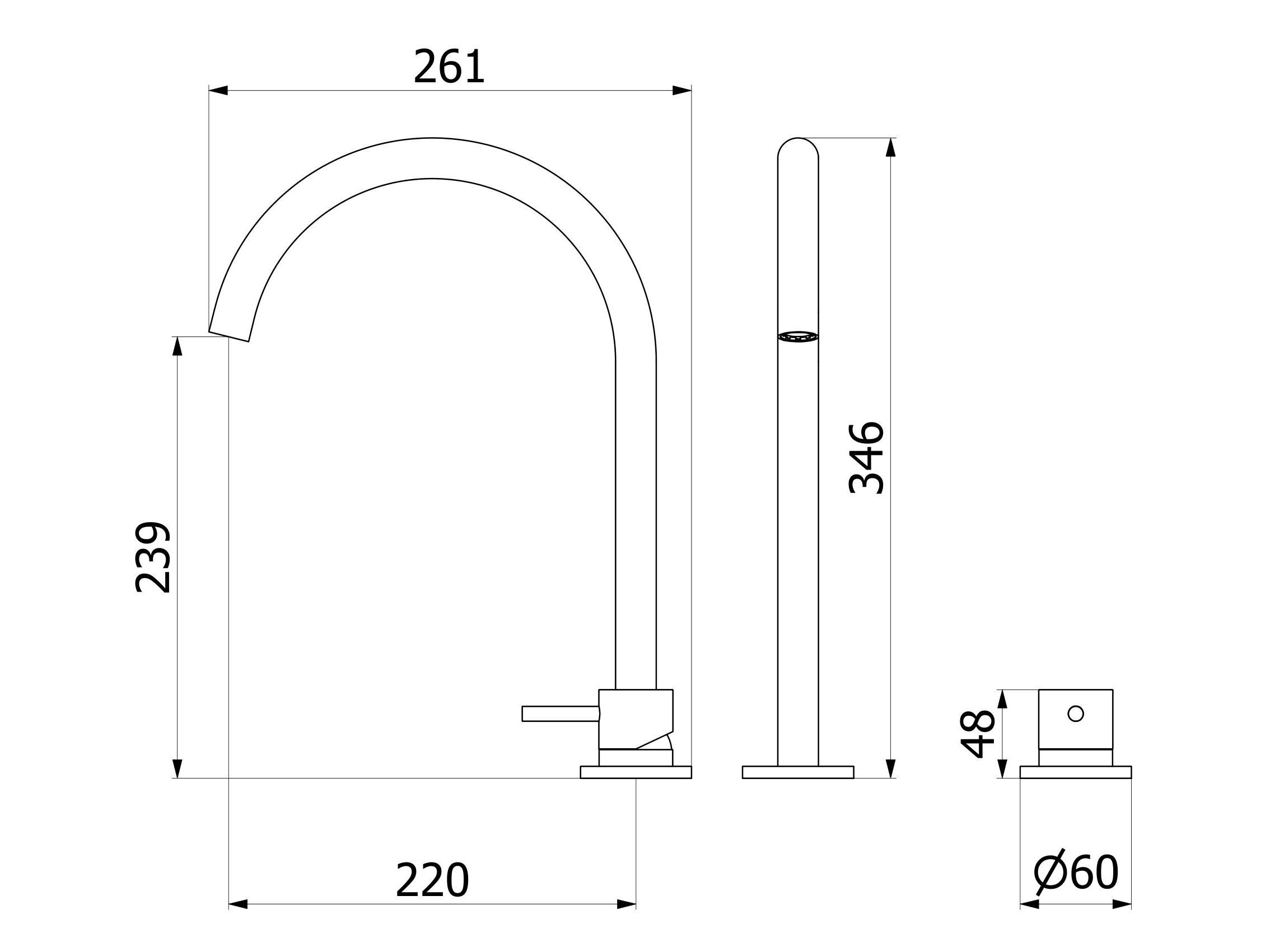 Смеситель для раковины с 2 отверстиями из нержавеющей стали IB M316 ARCH-00044309 - Вид №1