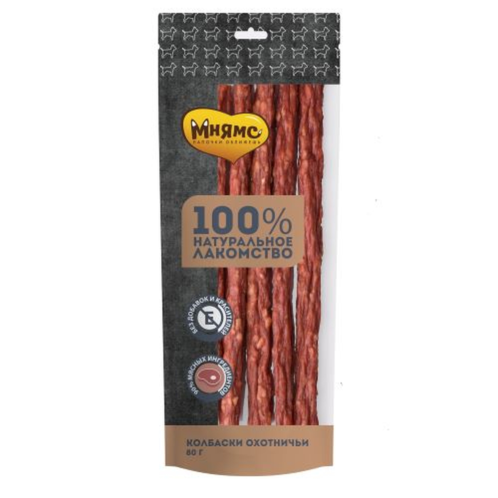 ПР0056781 Лакомство для собак Колбаски охотничьи 80г МНЯМС 