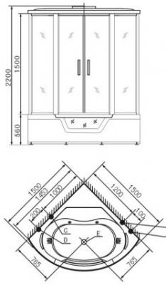 Guci-861 Душевой бокс Appollo Guci Santreyd  - Вид №1