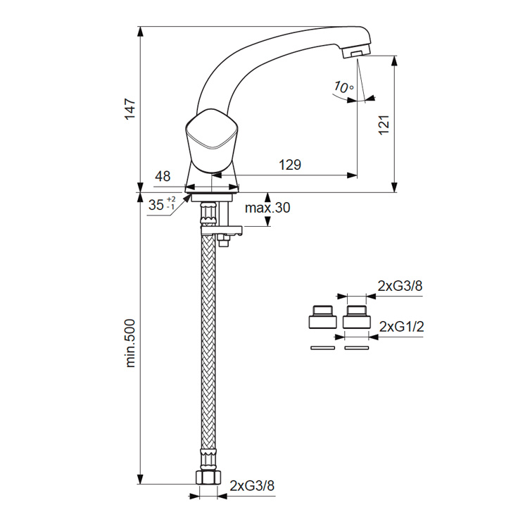 BA244AA Смеситель для умывальника VIDIMA QUADRO - Вид №1