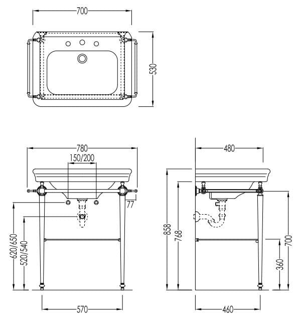 Консольный умывальник с держателем для полотенец Devon&Devon ETOILE ARCH-00057618 - Вид №6