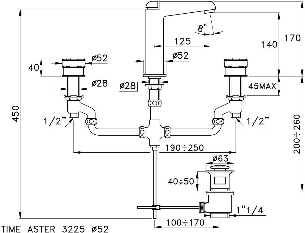 RUBINETTERIE STELLA Нажмите для мойки на 3 отверстия из хромированной латуни Timeaster Ta00015 - Вид №1
