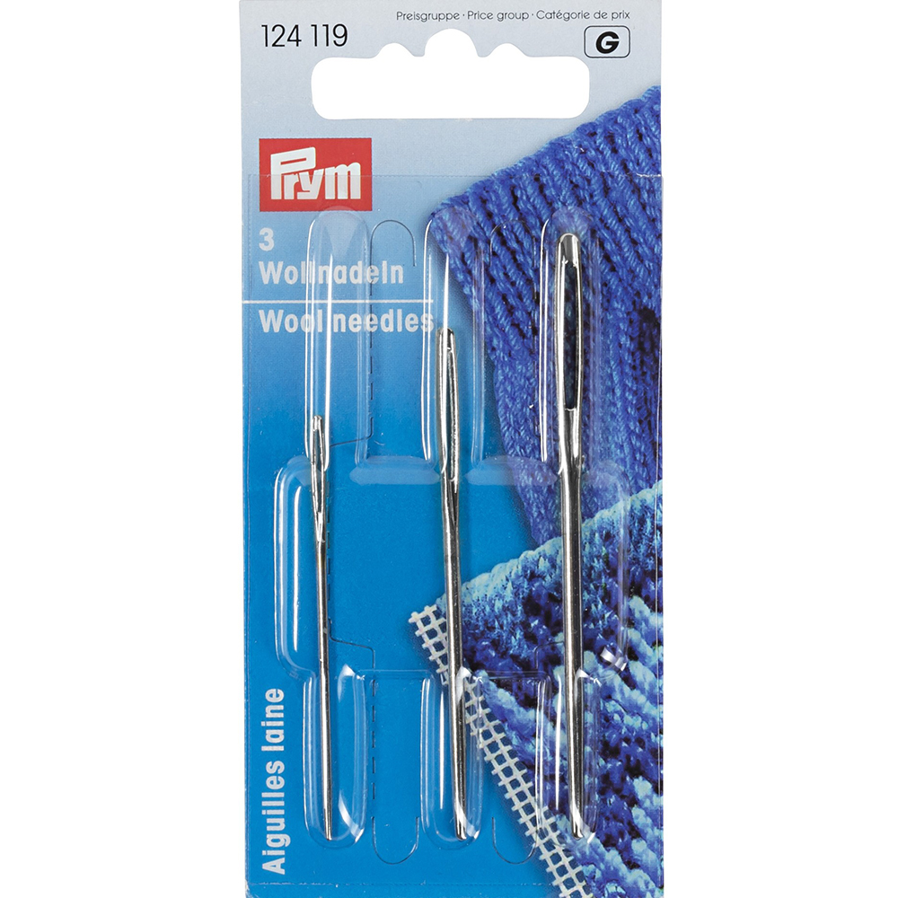 124119 Иглы для шитья ручные для вязаных изд. №1, 3, 5 в блистере 3 шт. . PRYM 