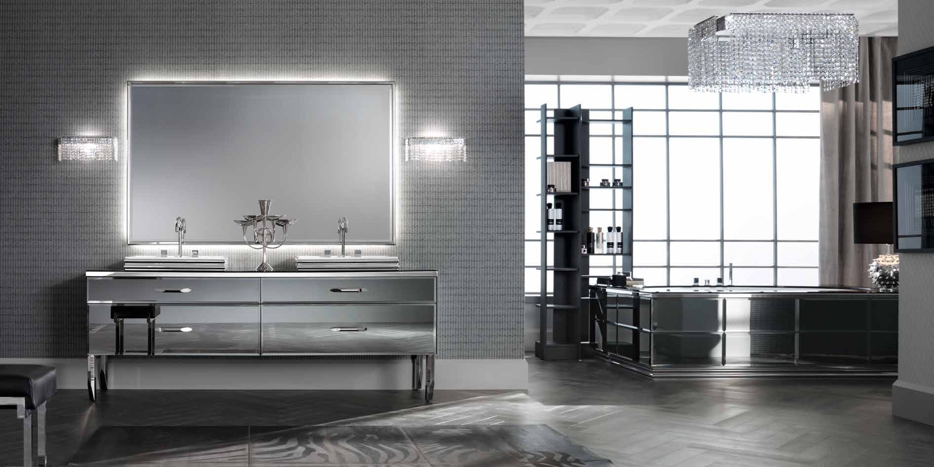 Ванна  Zurigo 130x215 в отделке VETRO specchio fumè MILLDUE MAJESTIC HILTON 1903Н01 - Вид №1