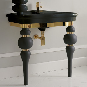 VV3090N 3SC Консоль Via Veneto с умывальником и сифоном LA12, черный матовый Classico