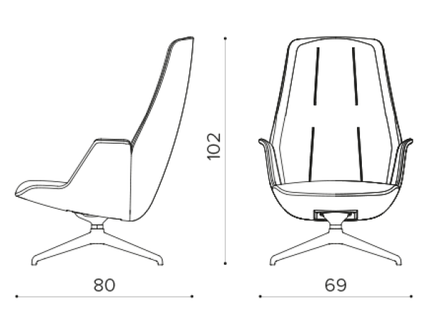 HV 9098 high backrest armchair with swivel aluminum base True Design Hive - Вид №1