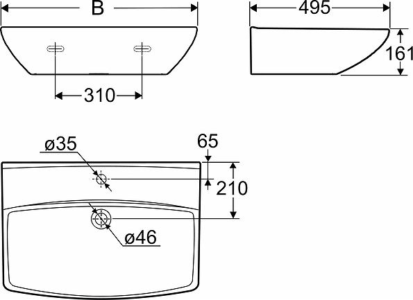 15070 Подвесная раковина настенная прямоугольная IFO  - Вид №4