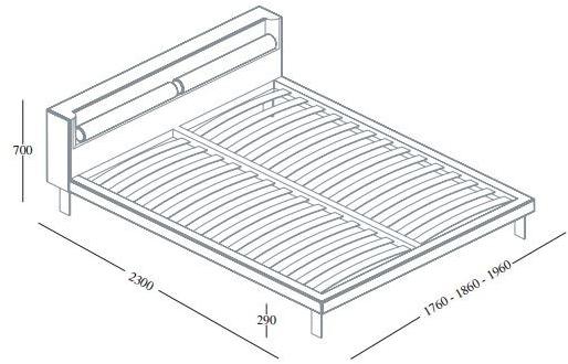 EmmeBi Двуспальная кровать из ткани с мягким изголовьем sun-id-1454319 - Вид №2