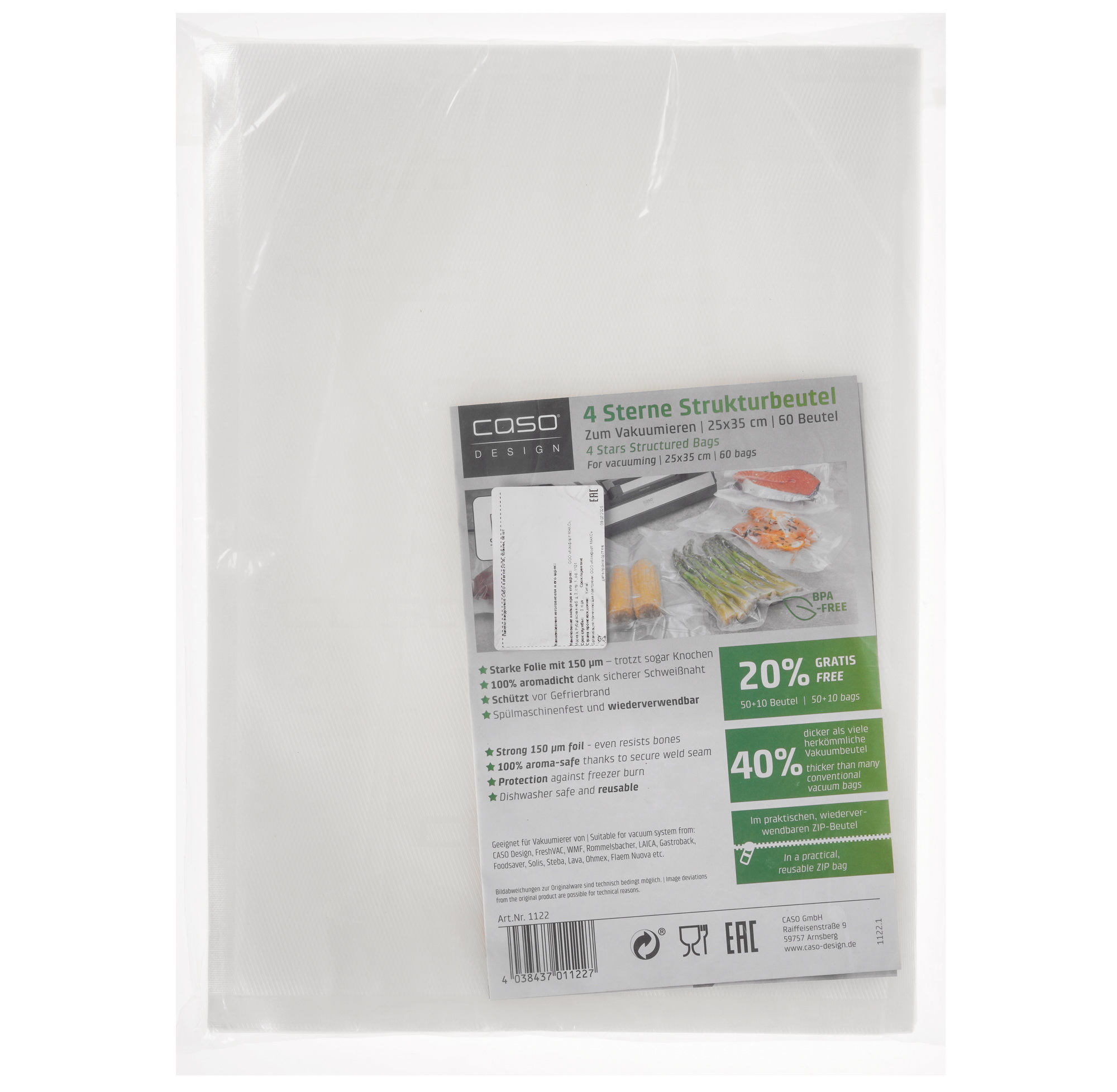 9297262 Пакеты для вакуумного упаковщика CASO 4 sterne 25*35 STDN-0067529