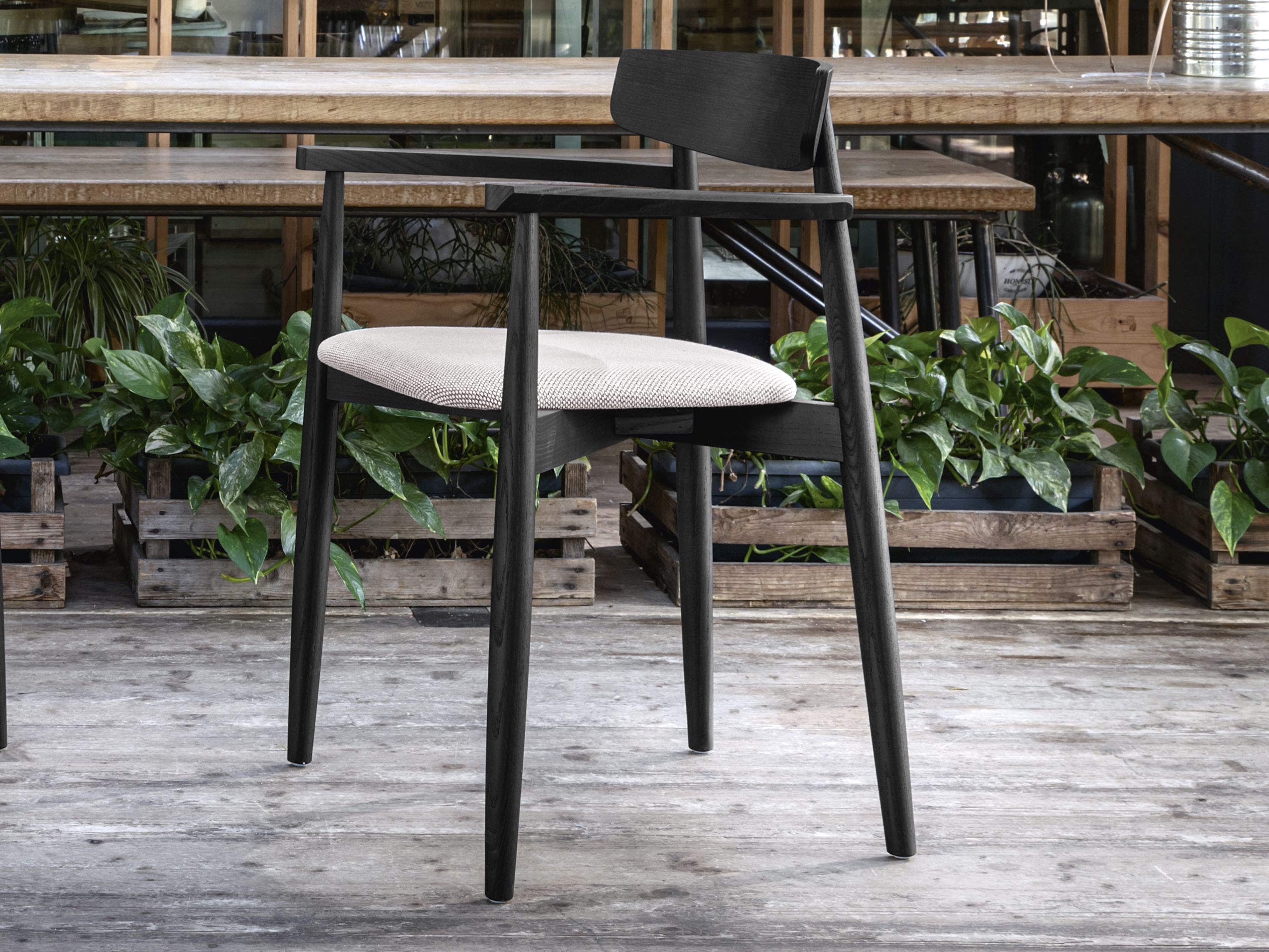 Деревянный штабелируемый стул с подлокотниками Miniforms Claretta ARCH-00058465 - Вид №1