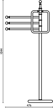 RE615 Стойка напольная с 3 прямыми полотенцедержателями и кольцом,104 cм. bagno&associati Complementi Bagno & Associati - Вид №1