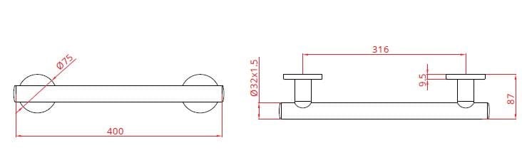 Хромированная ручка безопасности из нержавеющей стали Goman Leonardo Deluxe ARCH-00122531 - Вид №13