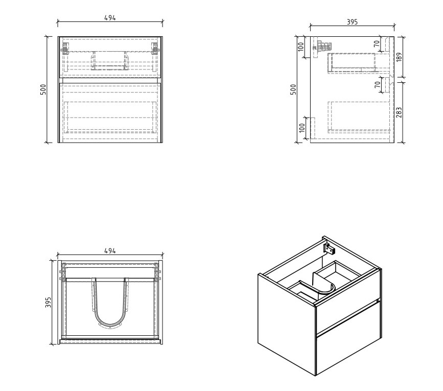 Мебель для ванной BelBagno PIETRA MINI-500AS-PT  - Вид №2