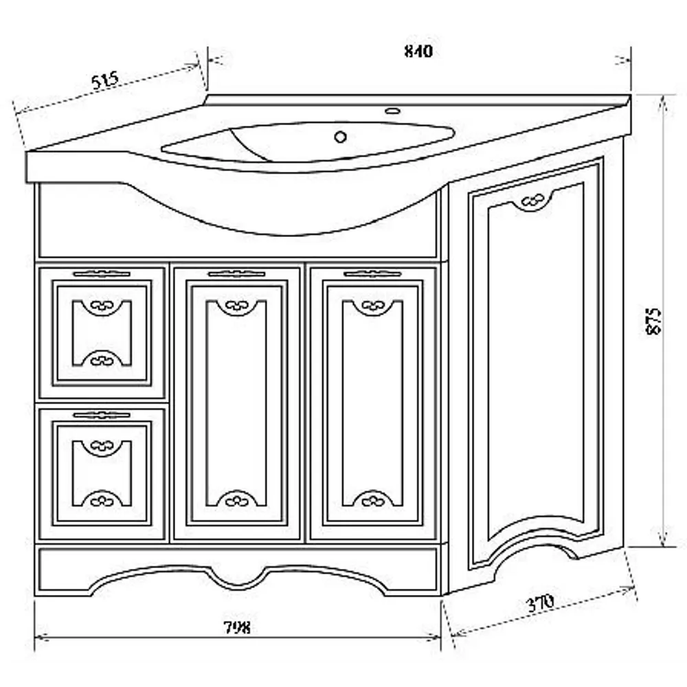 Тумба под раковину напольная «Луиза» 83 см цвет серебро SANFLOR STLM-2025112 - Вид №4