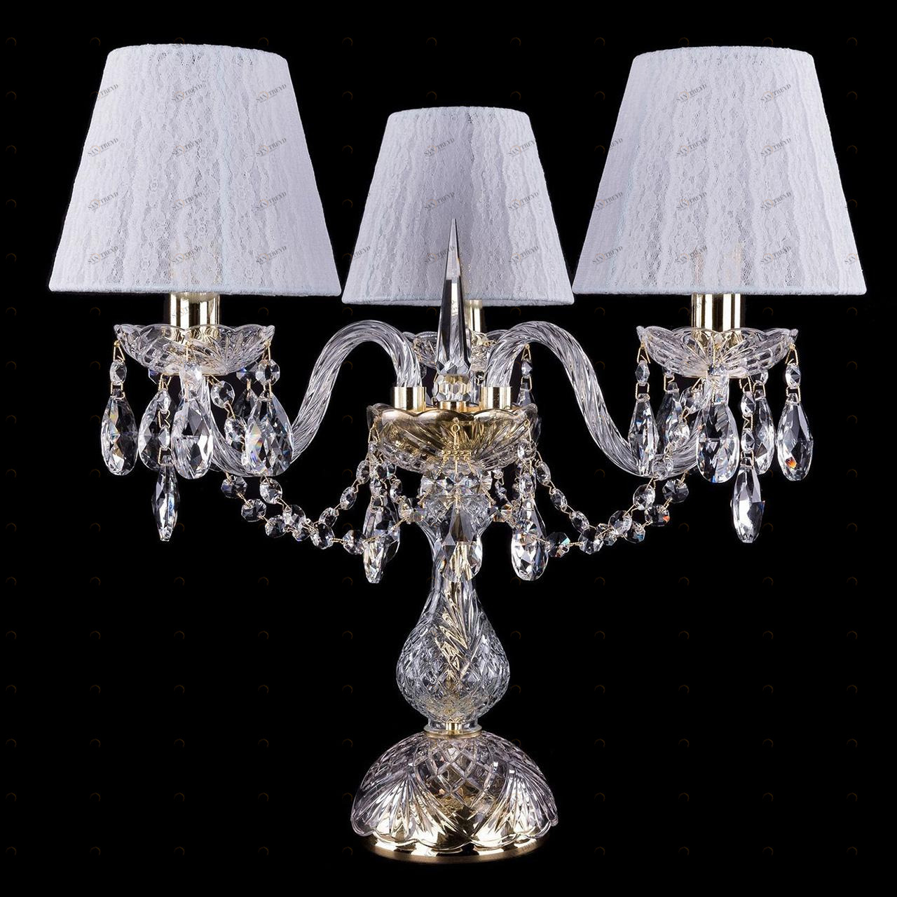 Настольная лампа дизайнерская Infuse 5706/3/141-39/G/SH13 BOHEMIA IVELE ИНТЕРЬЕРНЫЕ 080514 Белый;прозрачный 