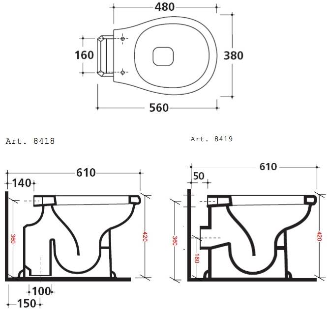 Приставной унитаз напольный Белый Galassia ETHOS Италия sun-id-1379144 - Вид №1