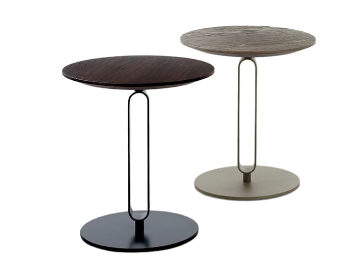 Круглый стальной и деревянный журнальный столик с журнальной стойкой Bontempi Casa ALFRED ARCH-00030442