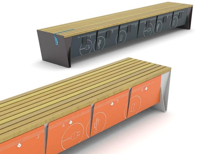 mmcité1 Скамья с USB-разъемом без спинки Blocq sun-id-1356249 - Вид №8