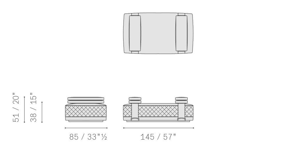 Прямоугольный пуф из ткани Poltrona Frau коллекция-мебель и аксессуары ARCH-00018077 - Вид №3