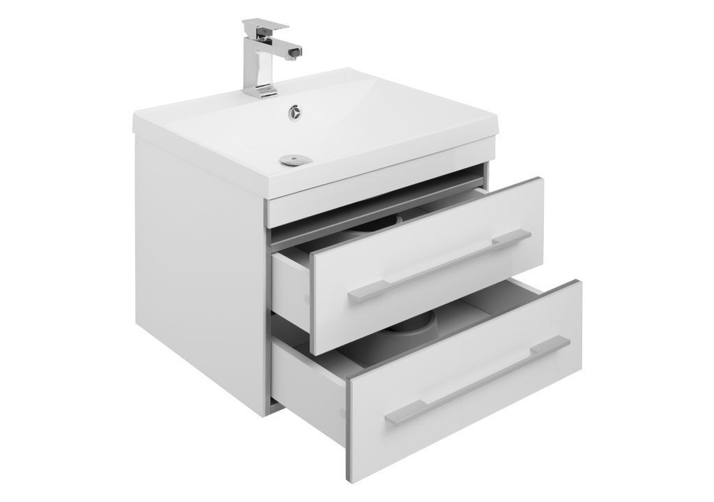 Тумба с раковиной Aquanet Верона NEW 58 белый (подвесная 2 ящика) 0017666700204117 - Вид №3
