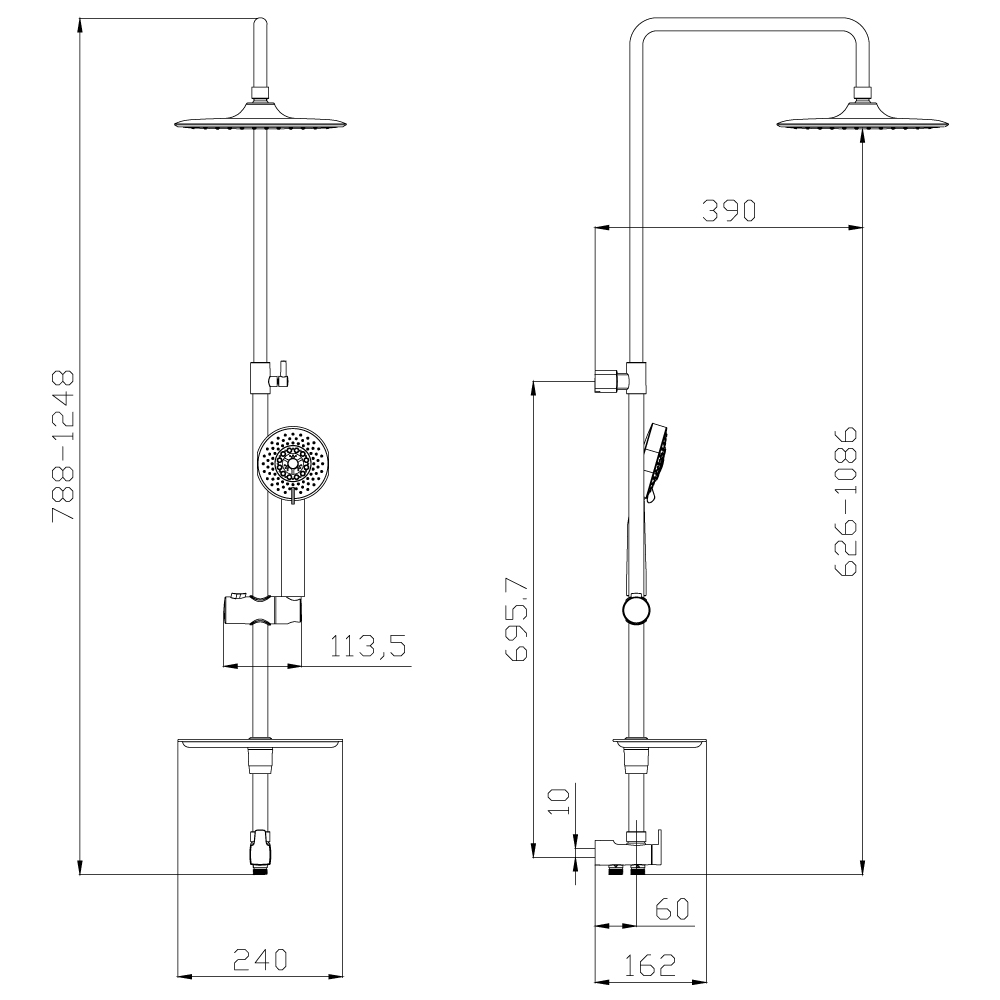 LM8803C Душевой гарнитур LM8803С без смесителя c верхней душевой лейкой "Тропический дождь", хром LEMARK  - Вид №1