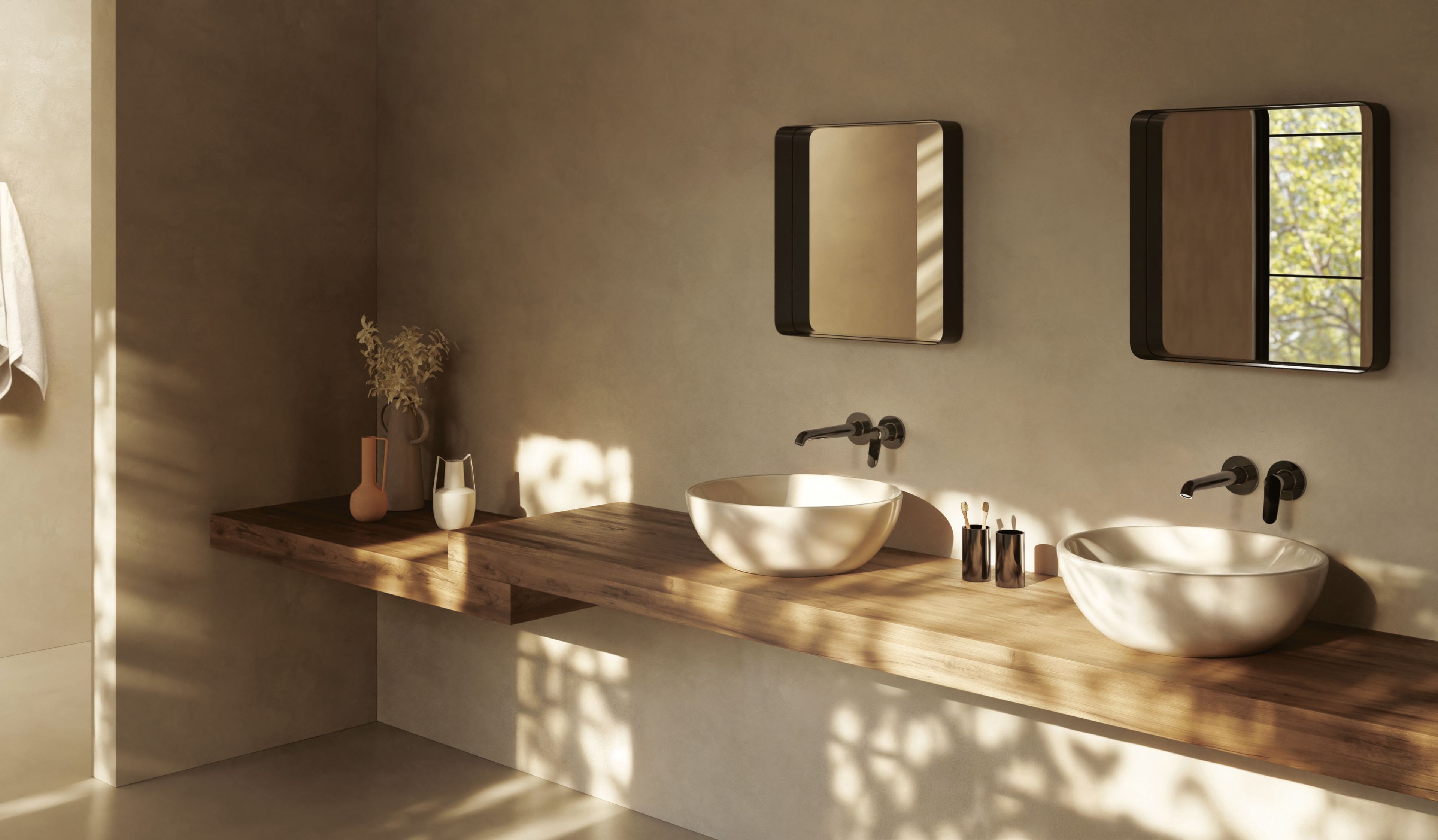 Настенный смеситель для раковины с 2 отверстиями CRISTINA Rubinetterie бочка ARCH-00011391 - Вид №1