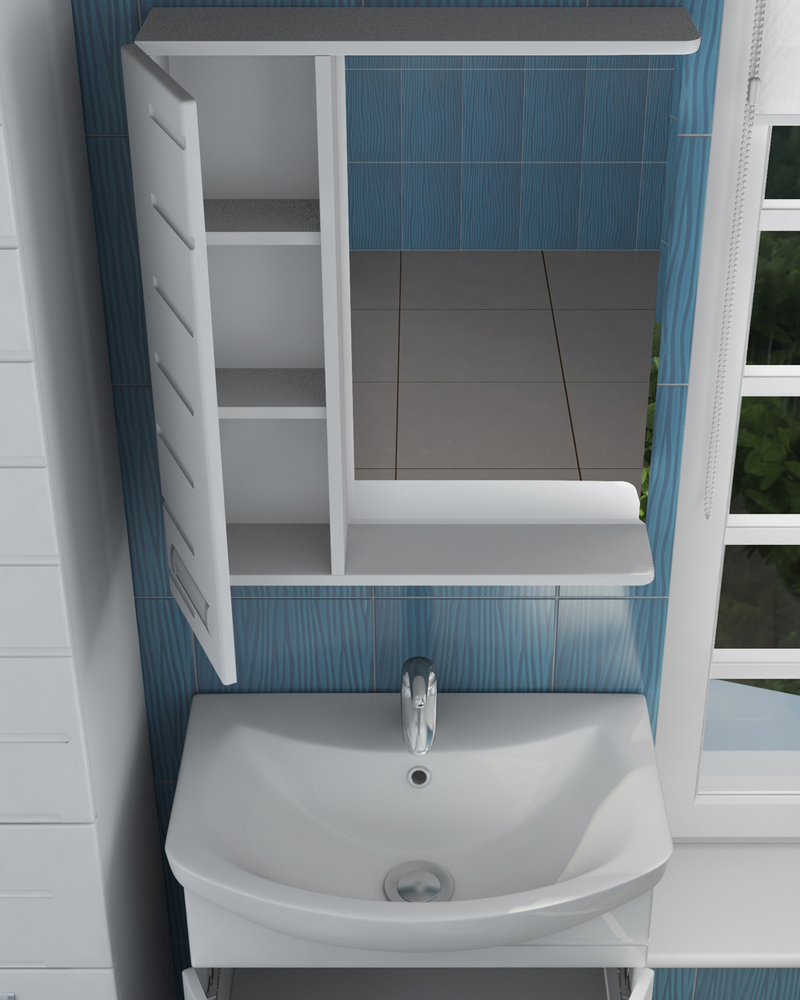 Зеркало Diana 600 правый со спотом600⨉150⨉700 мм белый VIGO sun-id-664486 - Вид №2