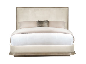 Двуспальная кровать из ткани с мягким изголовьем