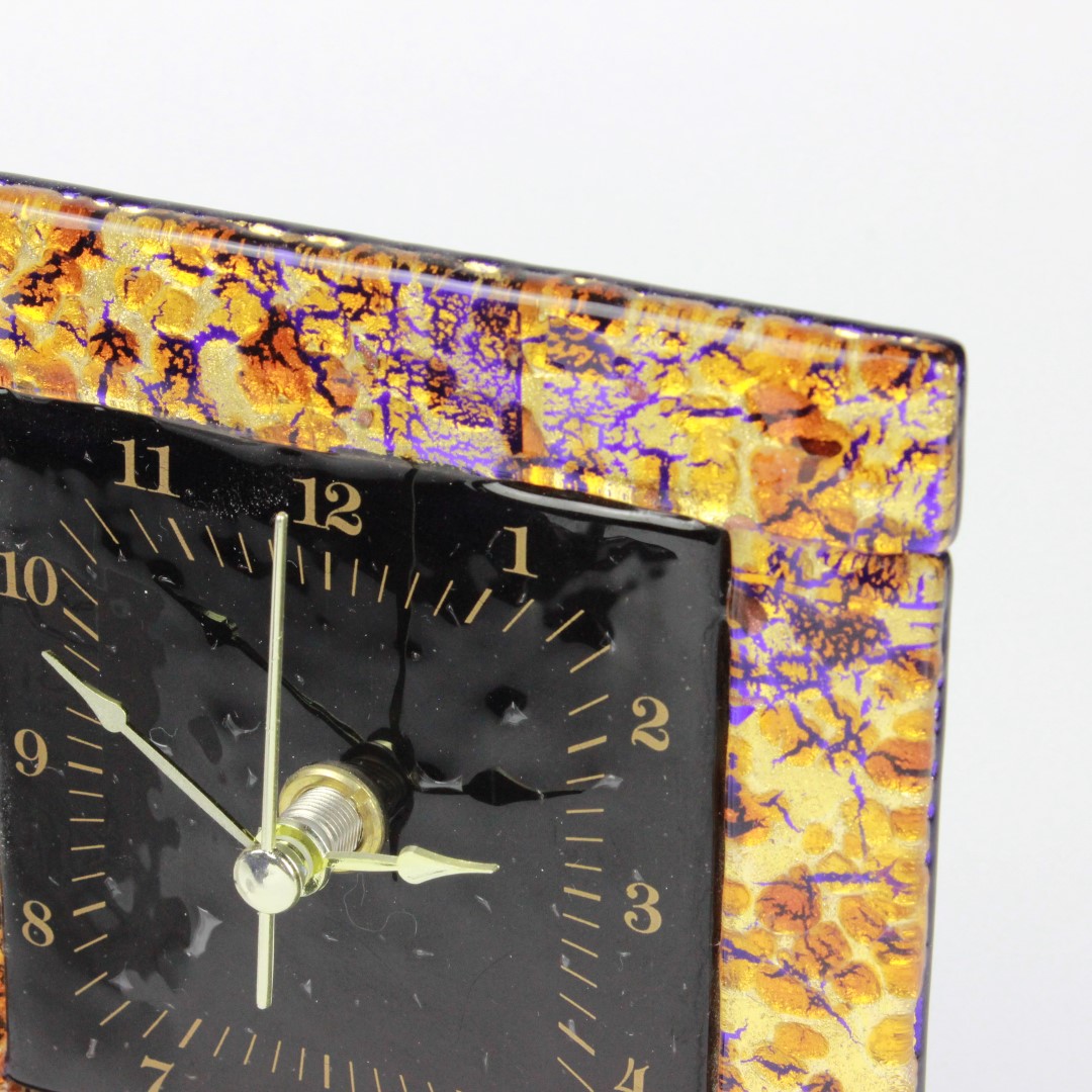 1643 ORIGINALMURANOGLASS Настольные часы янтарные - муранское стекло 13 см  - Вид №1