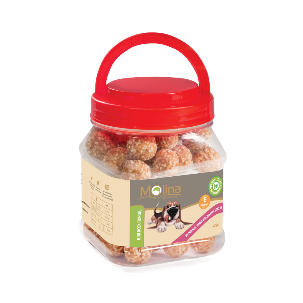 ПР0058748 Лакомство для собак Куриные фрикадельки с рисом 400г Molina 