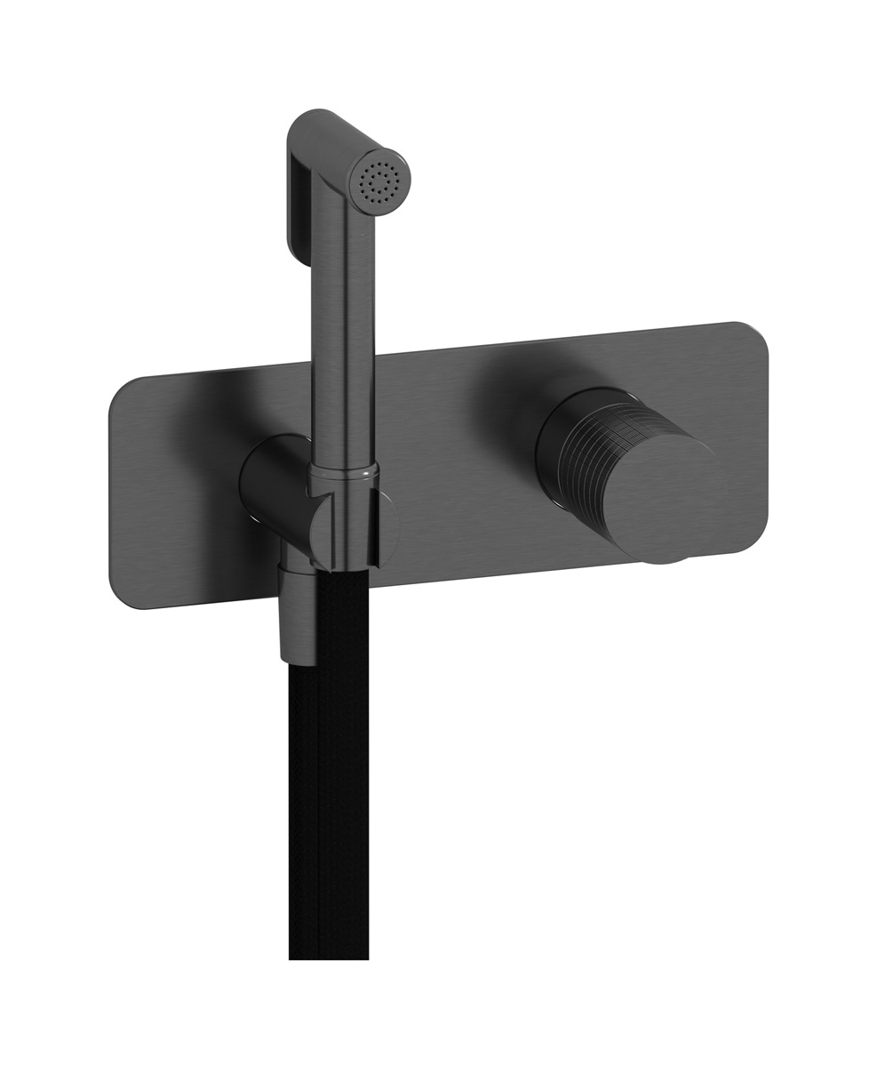 Внешние части гигенического душа со смесителем. WE ARE IB ga706cs Brushed Black Chrome Gatsby