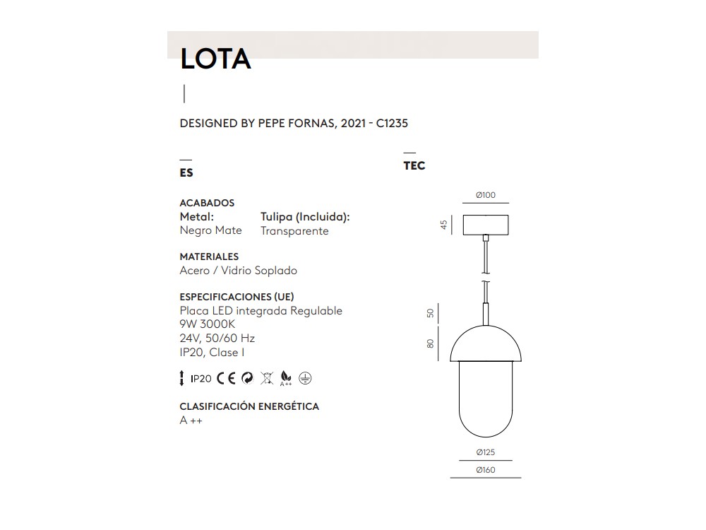 100975 Подвесной светильник Aromas del Campo Lota 