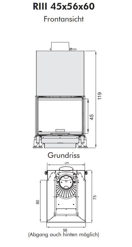 Стальной дровяной камин с тройным фасадом RÜEGG RIII ARCH-00001709 - Вид №4