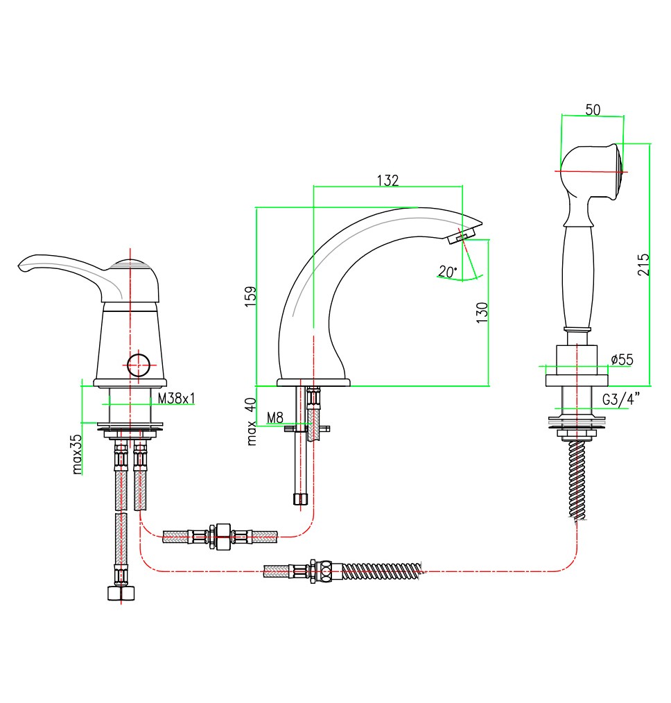 AU850701065 Смеситель на борт ванны Webert Aurora - Вид №3