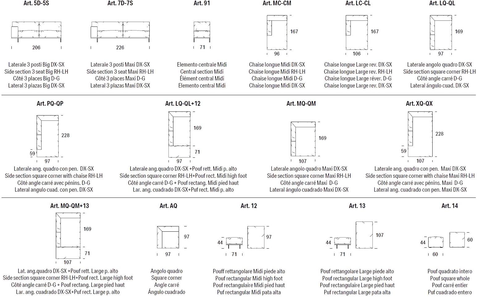 Felis 4-х местный тканевый диван с шезлонгом Evergreen sun-id-1360870 - Вид №14