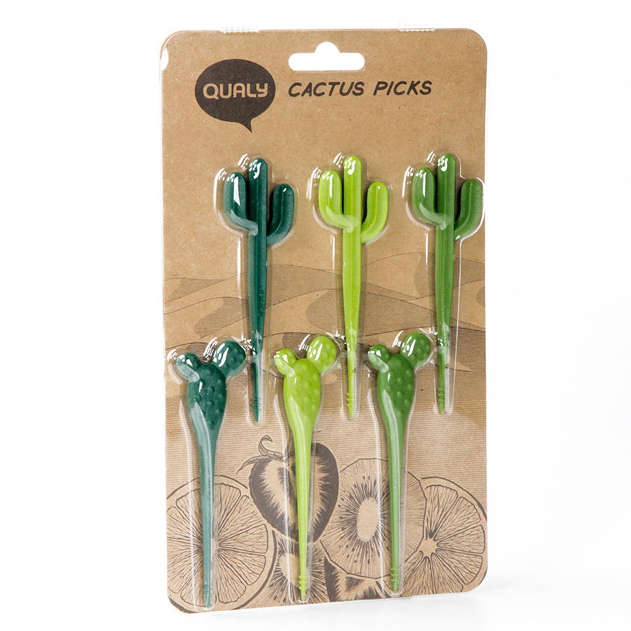 QL10285-GN Набор шпажек для канапе cactus, зеленый Qualy 