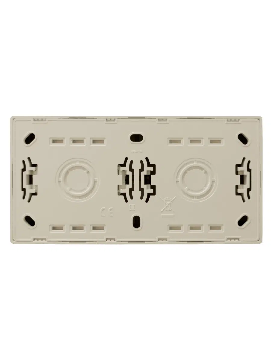 LETO Выключатель двойной и розетка с/з, крем горизонталь LEZARD 752-0300-170BKP - Вид №1