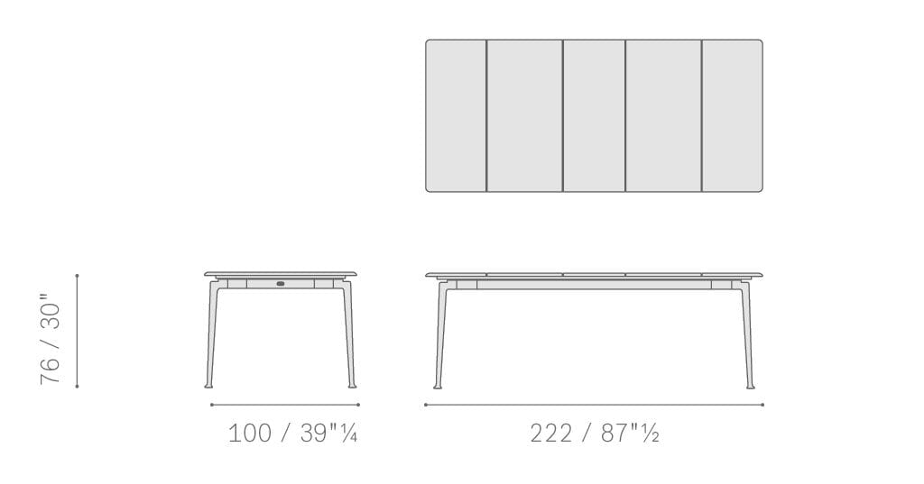 Алюминиевый и деревянный прямоугольный садовый стол Poltrona Frau SOLARIA ARCH-00031017 - Вид №6