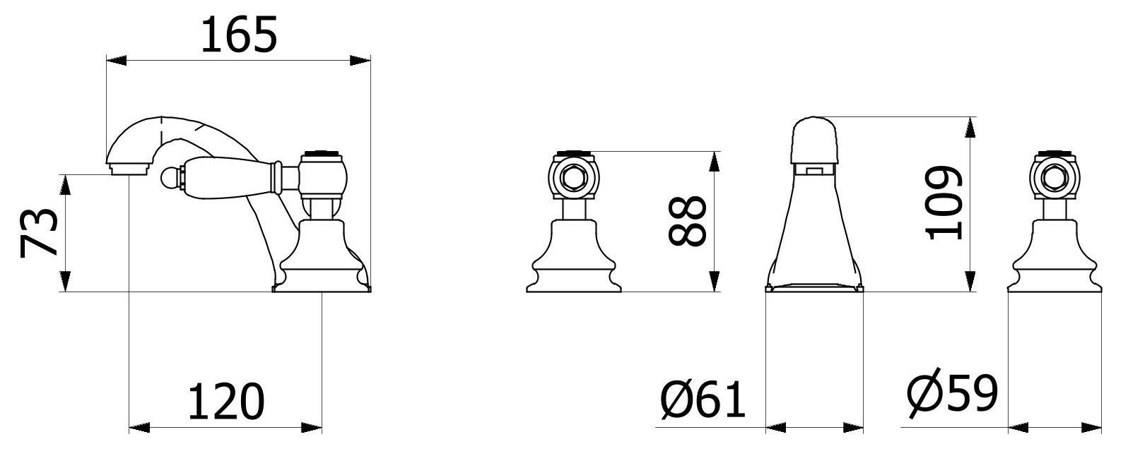 Смеситель для раковины с 3 отверстиями для пола с автоматическим сливом IB Hermes + Hermes Elle ARCH-00051933 - Вид №8