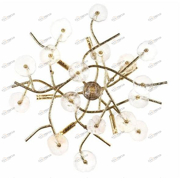 Possoni Illuminazione Потолочный светильник из натуральной латуни со стеклом In bloom 1080/6pl 