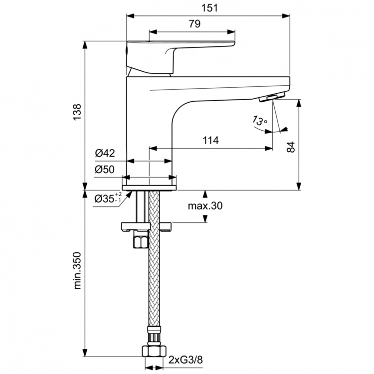 BC696AA Смеситель для раковины CERAFINE MODEL O Ideal Standard CERAFINE O - Вид №1