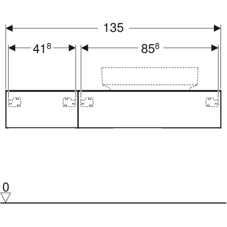 501.174.00.1 Шкафчик для накладной раковины Geberit VariForm, с двумя выдвижными ящиками, полкой и сифоном Geberit  - Вид №15